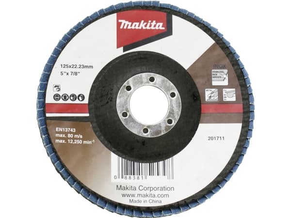 Makita - Lamellslipskiva - för metall, rostfritt stål, icke-järnhaltig metall, stål - 125 mm - grus: Z80