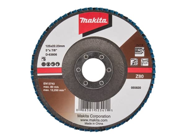 Makita - Lamellslipskiva - för metall, rostfritt stål, icke-järnhaltig metall, stål - 125 mm - grus: Z80