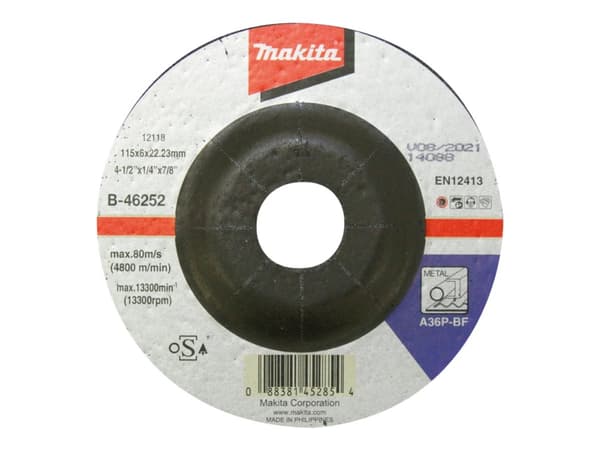 Makita - Slipskiva - för metall - 115 mm - grus: A36P-BF - för Makita GA4530R