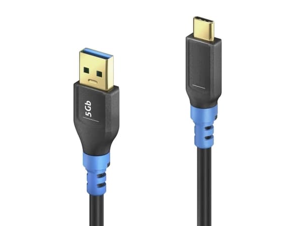 PureLink FI-U320-030, 3 m, USB A, USB C, USB 3.2 Gen 1 (3.1 Gen 1), 5 Gbit/s, Svart, Blå