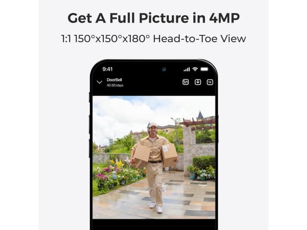 Reolink D340B w/ Chime + 64GB SD, 4 MP, 2048 x 2048 piksler, CMOS, 25,4 / 3,11 mm (1 / 3.11"), 15 fps, 180°