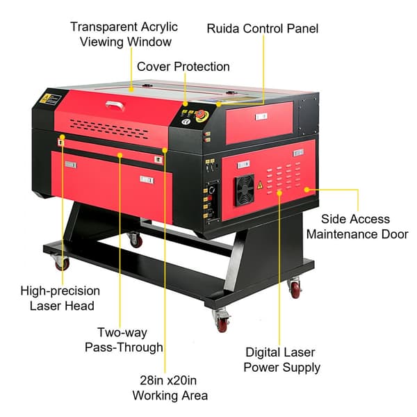 60W Lasergravyrmaskin 500x700mm, CO2 Laser Cutter, USB-interface för DIY gravyrprojekt