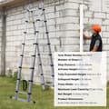 Miniatyrbillede 7 af 11: Teleskopisk forlængerstige 5,0 m, A-form, med stabilisatorstang, sikker og robust til campingvogn, let at opbevare og transportere
