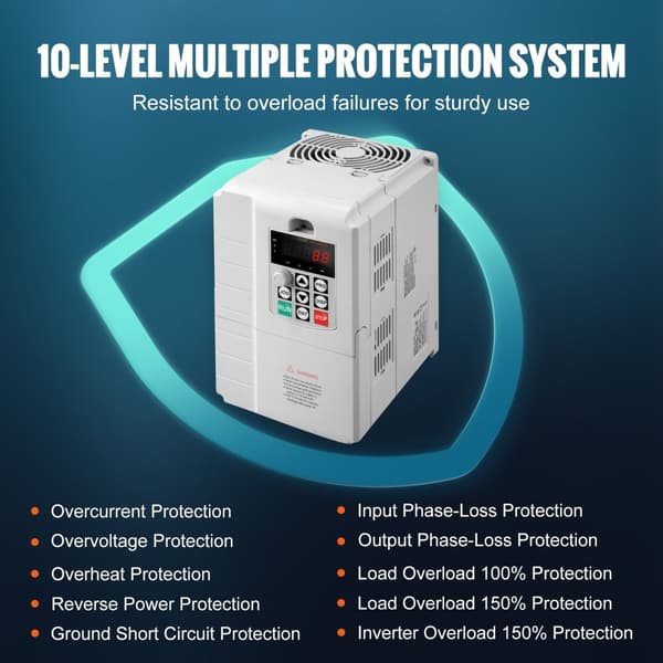 VFD 7,5KW, 34A, 10HP frekvensomformer, variabel hastighed, 3-faset motor, energieffektiv, kompakt design