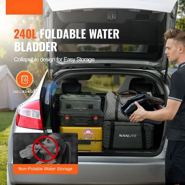 Kannettava vesisäiliö 240L, PVC, Kokoontaitettava, Musta
