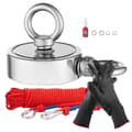 Miniatyrbillede 1 af 11: 1000 LBS Stærk Fiskemagnet Kit, Dobbeltsidet Trækkraft, Med Reb og Karabinhager, Ideel til Fiskeri og Morskab