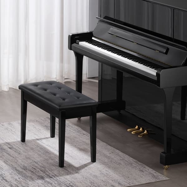 Duet Klaver Keyboard Bænk, Polstret Sæde Træ Skammel, Opbevaring, Elegant Design, Funktionelt Møbel