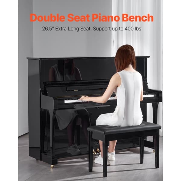 Duet Klaver Keyboard Bænk, Polstret Sæde Træ Skammel, Opbevaring, Elegant Design, Funktionelt Møbel