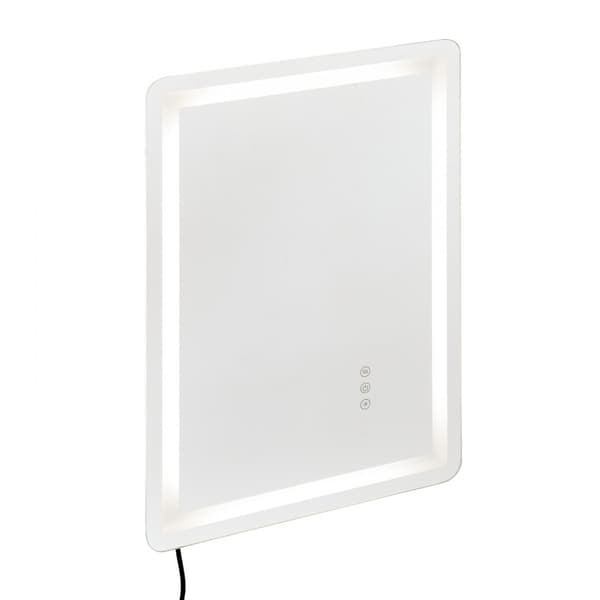 LED Badrumsspegel 3-färg, Väggmonterad Sminkspegel 50x70cm, Anti-dim Funktion