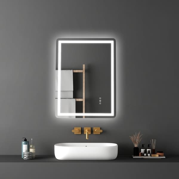 LED Badeværelsesspejl 3 Farver, Anti-dug, Vægmonteret Makeup Spejl 60 x 80 cm, energieffektiv belysning, moderne design