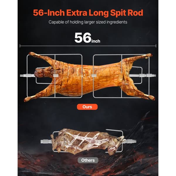 Rotisserie BBQ Grill, Roaster Spit, 60W, 286 LBS, för Gris, Lamm, Kycklingstek