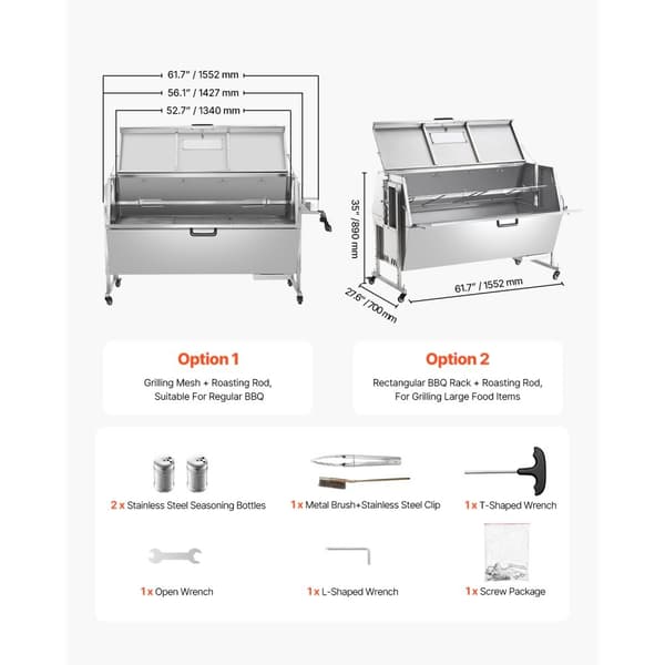 Rotisserie BBQ Grill, Roaster Spit, 60W, 286 LBS, för Gris, Lamm, Kycklingstek