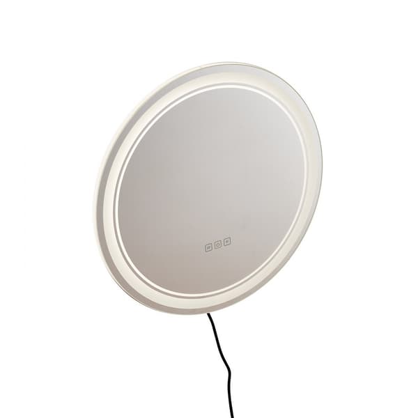 LED Badeværelsesspejl, Rund 60cm, 3 farver, anti-dug, vægmonteret, ideelt til makeup og morgenrutine