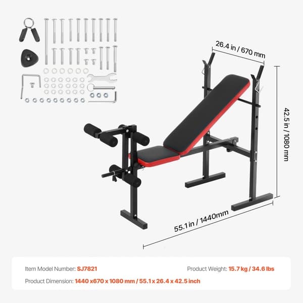 Vægtbænk til Sit Ups, Justerbar Sammenfoldelig Hjemmegymnastik, Robust design, Pladsbesparende, Effektiv styrketræning