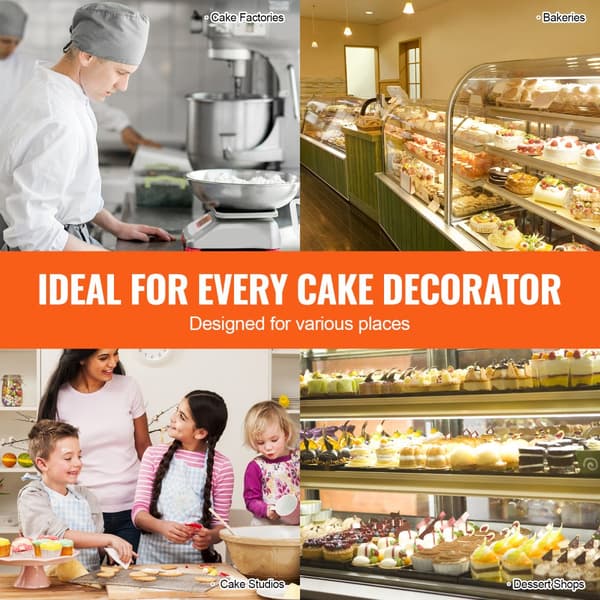 Kagedekorationsmaskine, Frosting Spreader til 4 - 12 Kager, Justerbar bredde, Ergonomisk greb, Let at rengøre