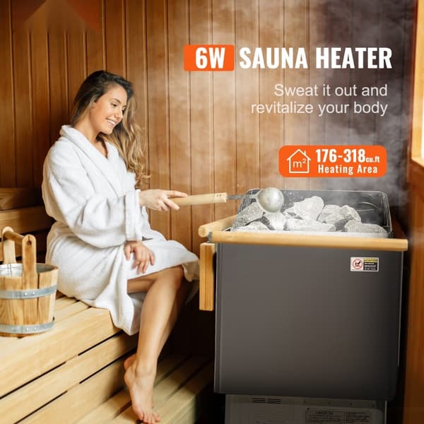 6KW Elektrisk Bastuvärmare, Spis med Digital Kontroller, för 5-9 m³ Hem Spa
