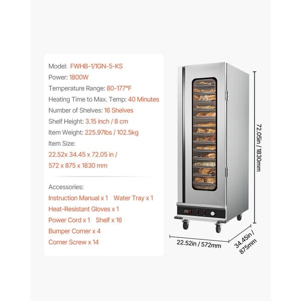Hot Box Madvarmer, 16-lags koncessionsvarmeskab, vandbakke, energieffektiv, holdbar konstruktion, ideel til restauranter