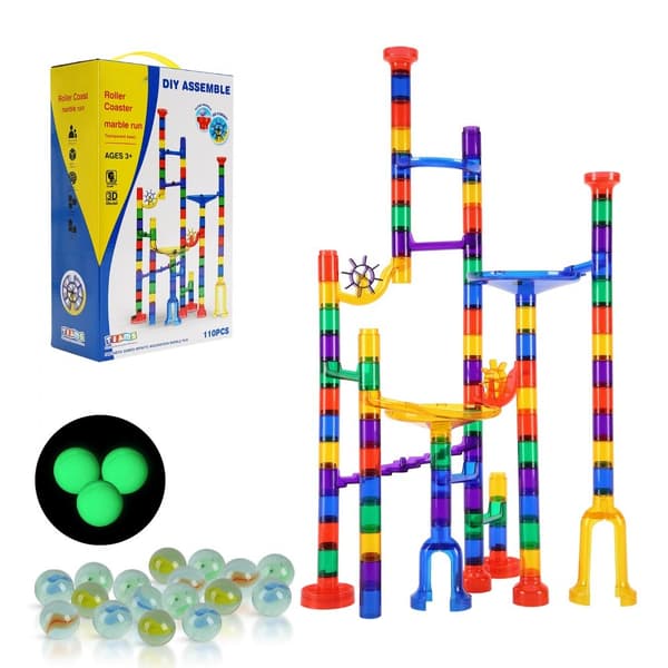 Marmorlopp Set 110 ST, STEM-leksak, Utbildningsklossar, Perfekt present för barn