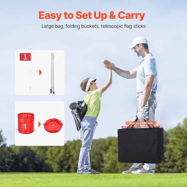 Golf-peli takapihalle, 6-reikäinen Kannettava Ämpärigolf, lapsille ja aikuisille sopiva