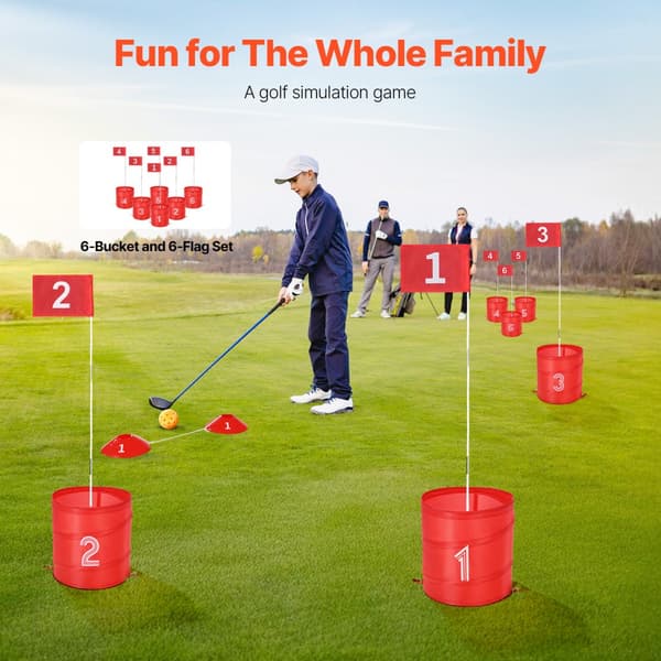 Golf-peli takapihalle, 6-reikäinen Kannettava Ämpärigolf, lapsille ja aikuisille sopiva