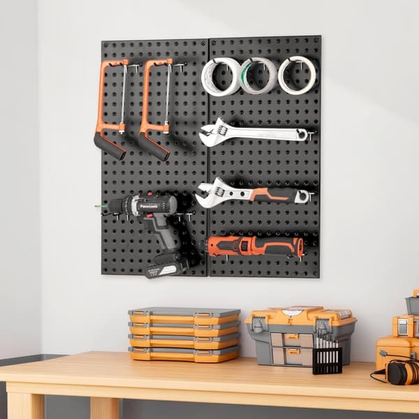 Metallinen Reikälevy Paneelit 2 kpl, 24 x 12, Seinäorganisaattori Autotallityökaluille