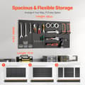 Miniatyrbillede 4 af 11: Metal Pegboard Paneler, 4 stk., 24 x 12, Vægorganizer til garageværktøj, holdbar, nem installation, pladsbesparende