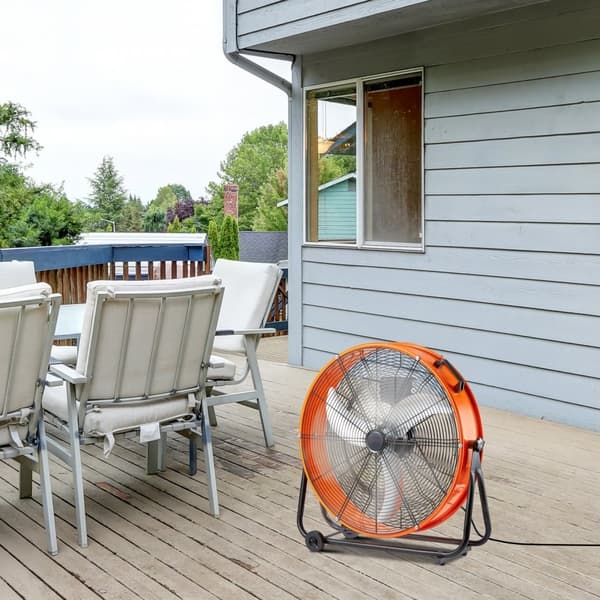 Trommeventilator 24 tommer, Højhastigheds Industriel, 3-hastigheds timer, ideel til lager og store rum, effektiv luftcirkulation