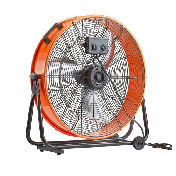Trommeventilator 24 tommer, Højhastigheds Industriel, 3-hastigheds timer, ideel til lager og store rum, effektiv luftcirkulation