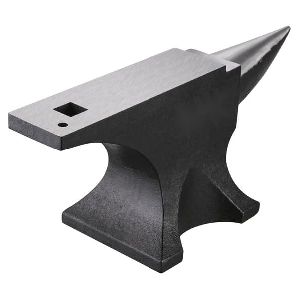 Enkel Horn Ambolt 110 lbs, Støbt Stål, Rund Horn Ambolt til Smede, høj kvalitet, robust konstruktion, ideel til metalbearbejdning