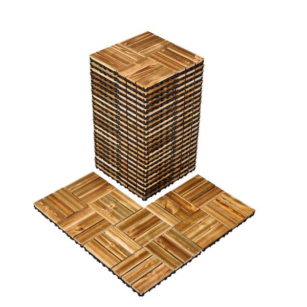 Däckplattor Kamferfuru, Massivt Trä 12x12, 27-Pack, Sammankopplade för Veranda