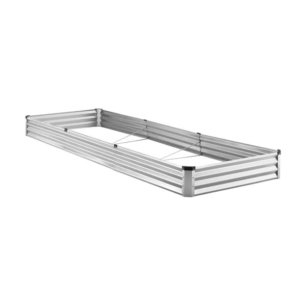 Metallisk hævet haveseng, 12x4x1 fod, galvaniseret plantekasse, holdbar, vejrbestandig, sølv finish