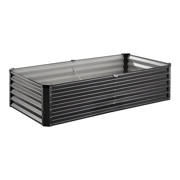 Metallinen Puutarhasänky 6 x 3 x 1,5 Jalkaa, Ulkosinkitty Istutuslaatikko, Tummanharmaa, Korotettu