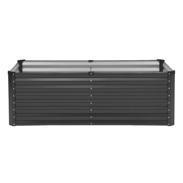 Metal Hævet Haveseng 6x3x2ft, Galvaniseret Plantekasse, Mørkegrå, Holdbar og Vandafvisende, Ideel til Udendørs Brug