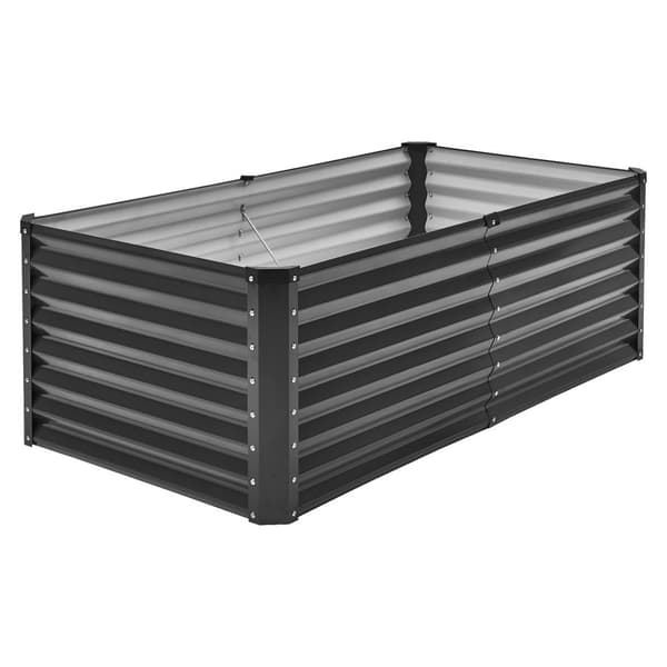 Metal Hævet Haveseng 6x3x2ft, Galvaniseret Plantekasse, Mørkegrå, Holdbar og Vandafvisende, Ideel til Udendørs Brug