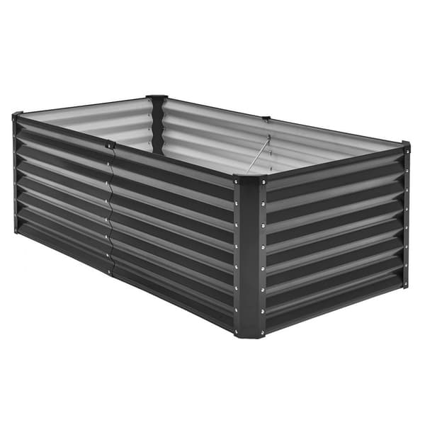 Metal Hævet Haveseng 6x3x2ft, Galvaniseret Plantekasse, Mørkegrå, Holdbar og Vandafvisende, Ideel til Udendørs Brug