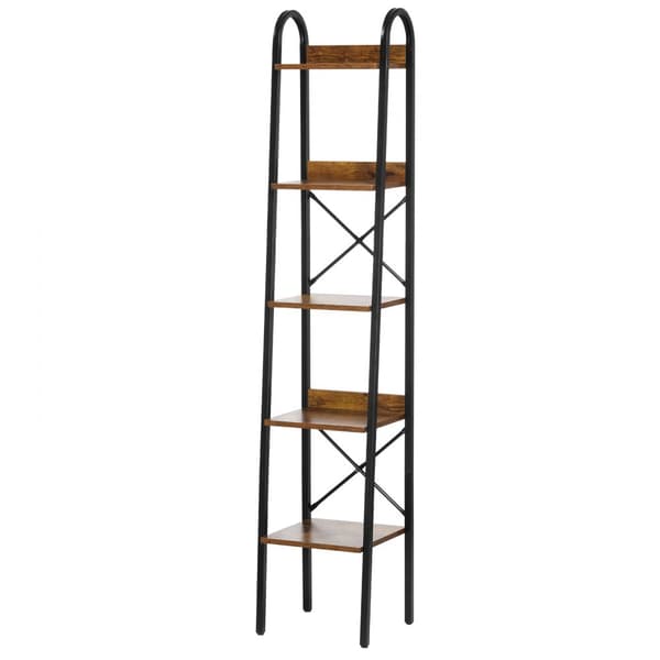 Rustik Metal Bogreol 5-Tier, Elegant Opbevaring til Stue, Soveværelse & Kontor, Solid Konstruktion, Pladsbesparende Design