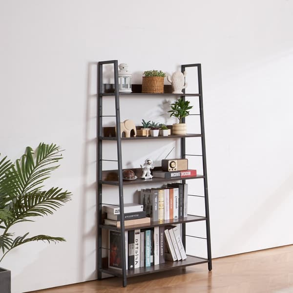 Rustik Metal Bogreol, 5-Tier Reol, ideel til Stue, Soveværelse & Kontor, holdbar konstruktion, moderne design