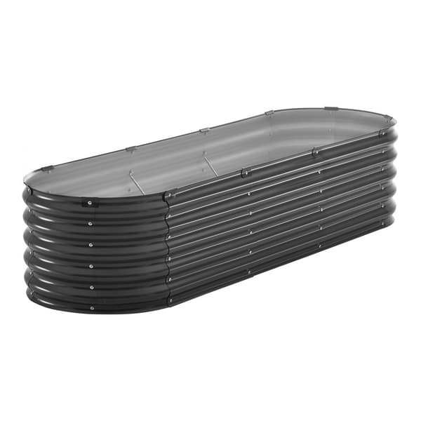 Upphöjd Trädgårdssäng i Metall, 6,56x1,96x1,4ft, Galvaniserad Planteringslåda, Mörkgrå Färg