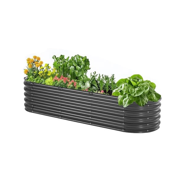 Upphöjd Trädgårdssäng i Metall, 6,56x1,96x1,4ft, Galvaniserad Planteringslåda, Mörkgrå Färg
