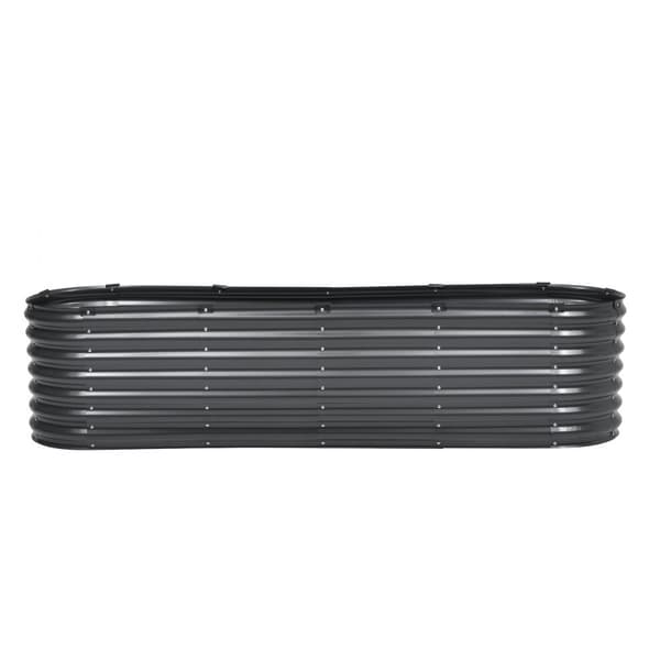 Metal Hævet Haveseng, 8x2x2 ft, Galvaniseret Plantekasse, Udendørs, Mørkegrå, Holdbar, Let at samle
