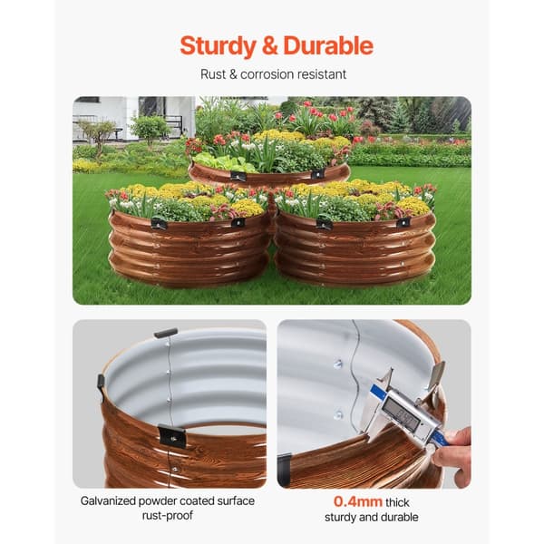Metall Upphöjd Trädgårdssäng 2x1 Fot, 3-Pack, Utomhus Galvaniserad Plantering, Perfekt för Träsäd