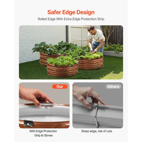 Metall Upphöjd Trädgårdssäng 2x1 Fot, 3-Pack, Utomhus Galvaniserad Plantering, Perfekt för Träsäd