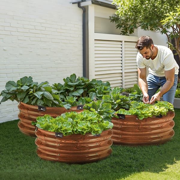 Metall Upphöjd Trädgårdssäng 2x1 Fot, 3-Pack, Utomhus Galvaniserad Plantering, Perfekt för Träsäd