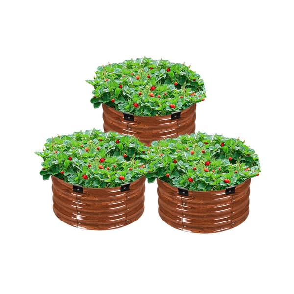 Metall Upphöjd Trädgårdssäng 2x1 Fot, 3-Pack, Utomhus Galvaniserad Plantering, Perfekt för Träsäd