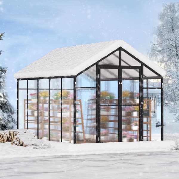 Polykarbonatväxthus 8 x 10 Ft, Utomhus Walk-in Modell, Perfekt för trädgården