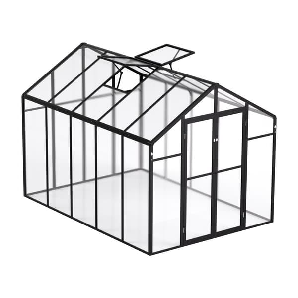 Polykarbonatväxthus 8 x 10 Ft, Utomhus Walk-in Modell, Perfekt för trädgården
