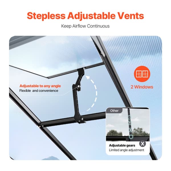 Polycarbonat drivhus 8x14 ft, Walk-in drivhus, holdbart materiale, UV-beskyttelse, perfekt til haven