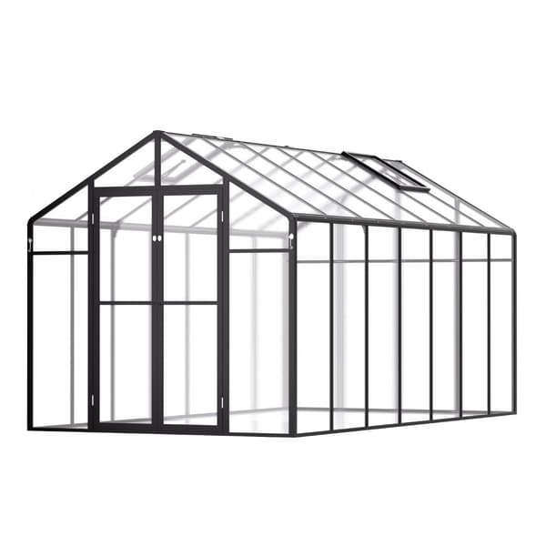 Polycarbonat drivhus 8x14 ft, Walk-in drivhus, holdbart materiale, UV-beskyttelse, perfekt til haven