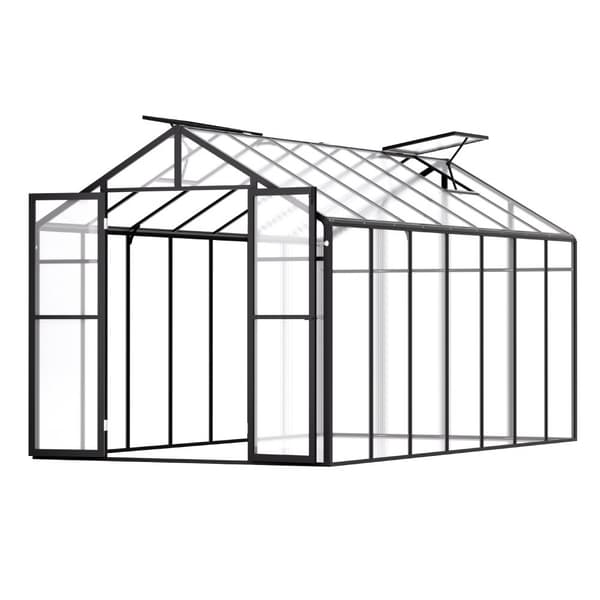 Polycarbonat drivhus 8x14 ft, Walk-in drivhus, holdbart materiale, UV-beskyttelse, perfekt til haven