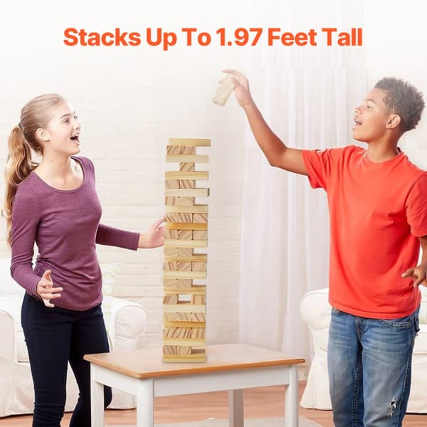 Tumbling Timber Leksak, 54 Block Tumbling Tower Spel, Furukasse, Tillverkad av Trä